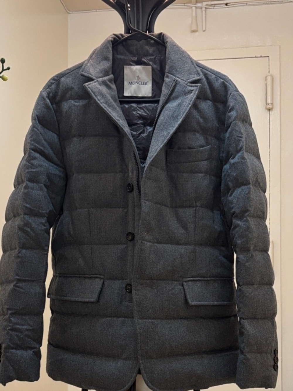MONCLER WOOL DOWN MEN'S GRAY FUFFER JACKET SIZE 3 NWOT